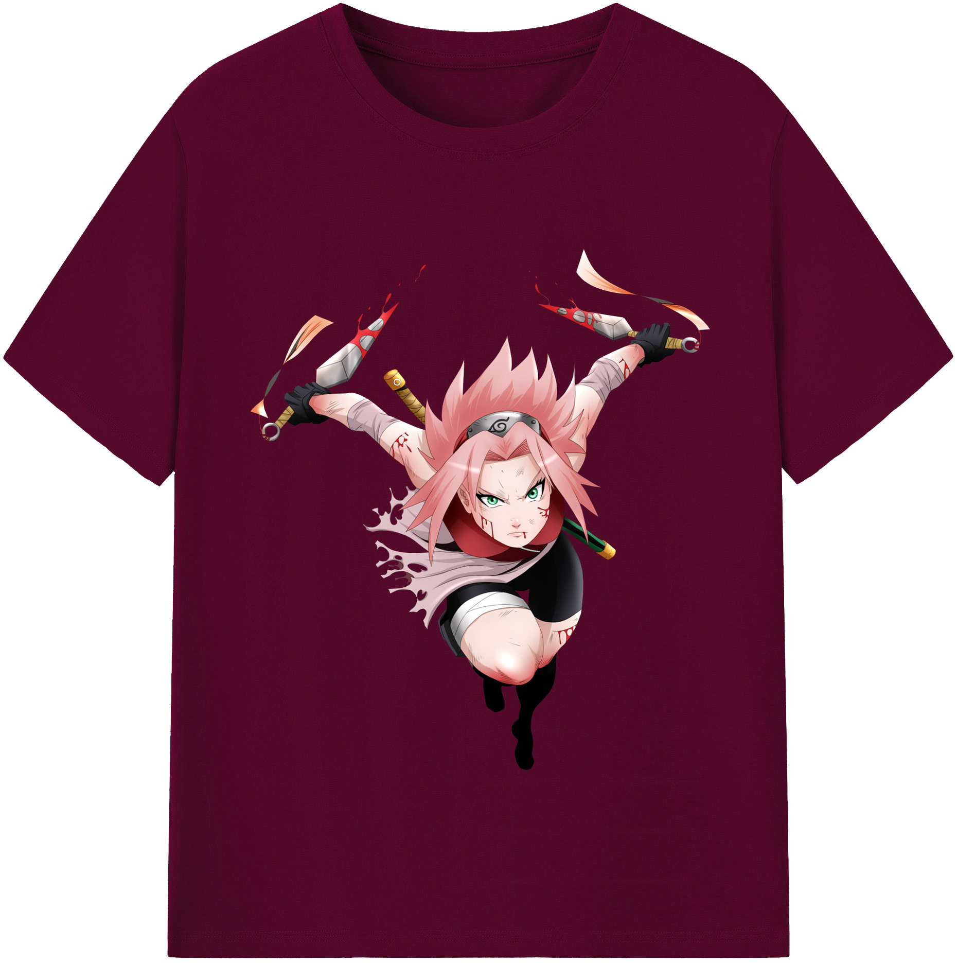 （画像用） NARUTO -ナルト- 春野サクラ Haruno Sakura レディースカジュアルプリントTシャツ（綿100％）